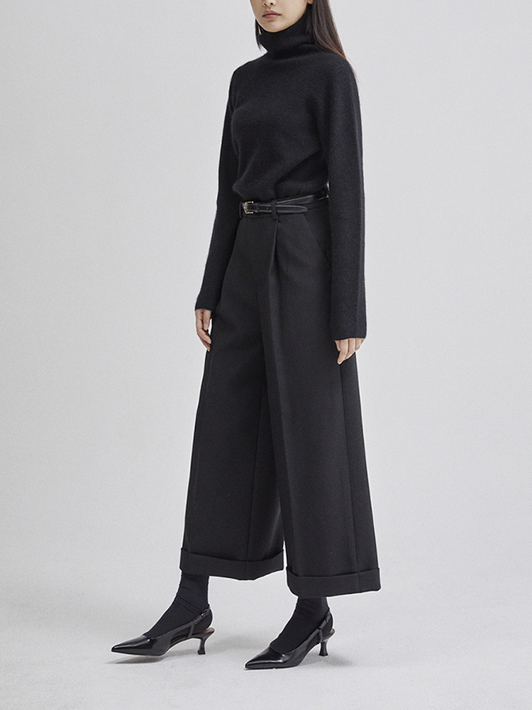 ESSENTIAL WIDE PANTS(BLACK)