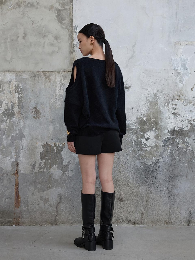 Suede Skirt Pants Black