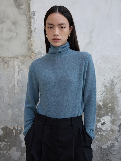 Mohair Turtleneck Sweater Dusty Blue