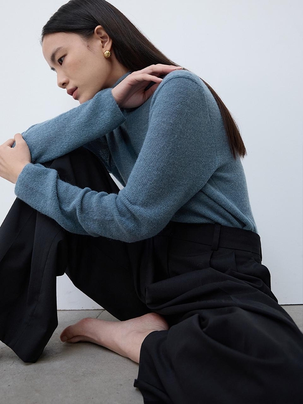 Mohair Turtleneck Sweater Dusty Blue