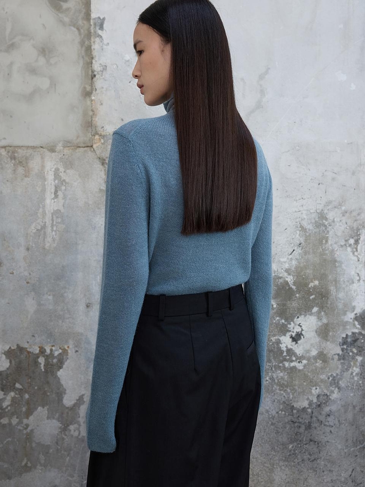 Mohair Turtleneck Sweater Dusty Blue