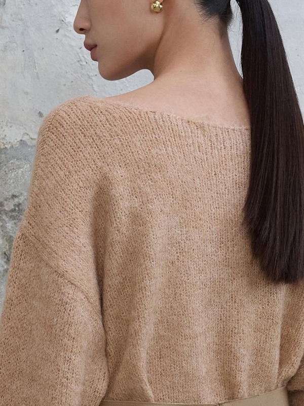 Alpaca Blend Knit Pullover Camel