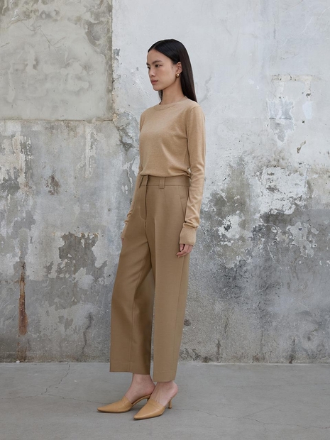 Wool Silk Trousers Caramel