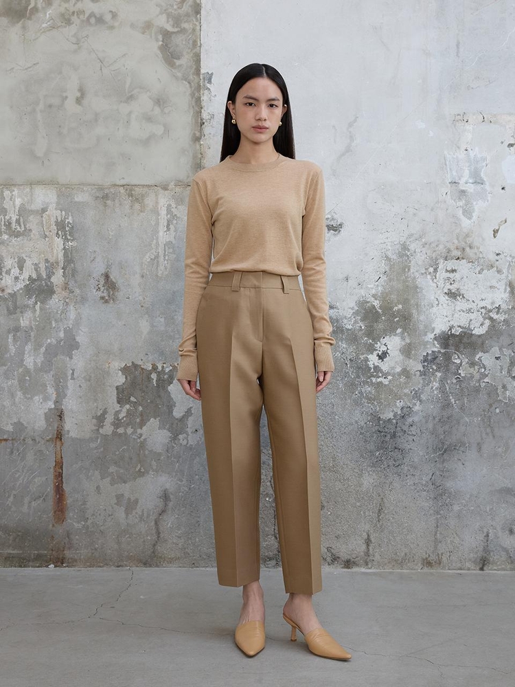 Wool Silk Trousers Caramel