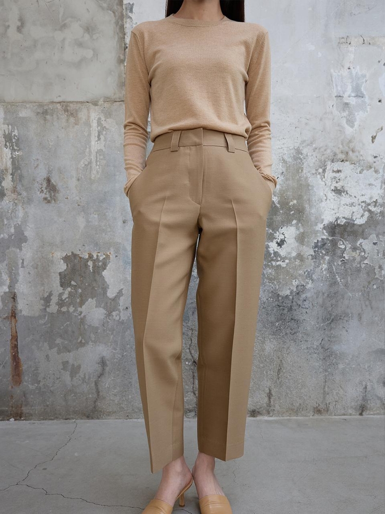 Wool Silk Trousers Caramel