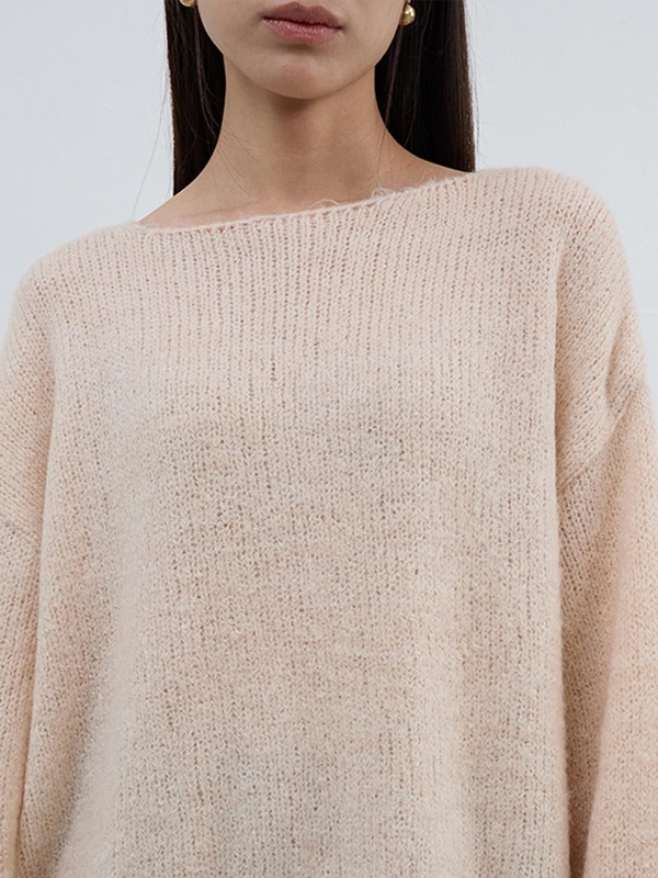 Alpaca Blend Knit Pullover Cream