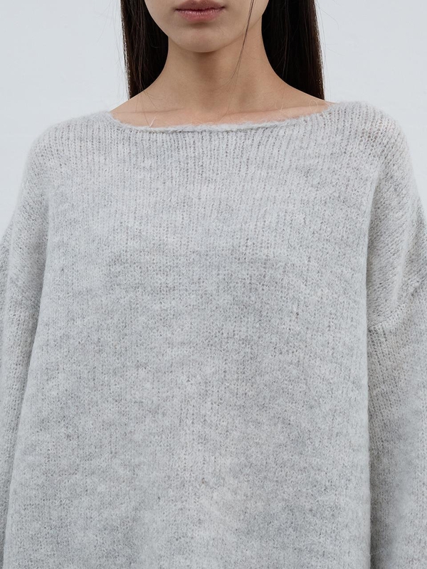 Alpaca Blend Knit Pullover Light Grey