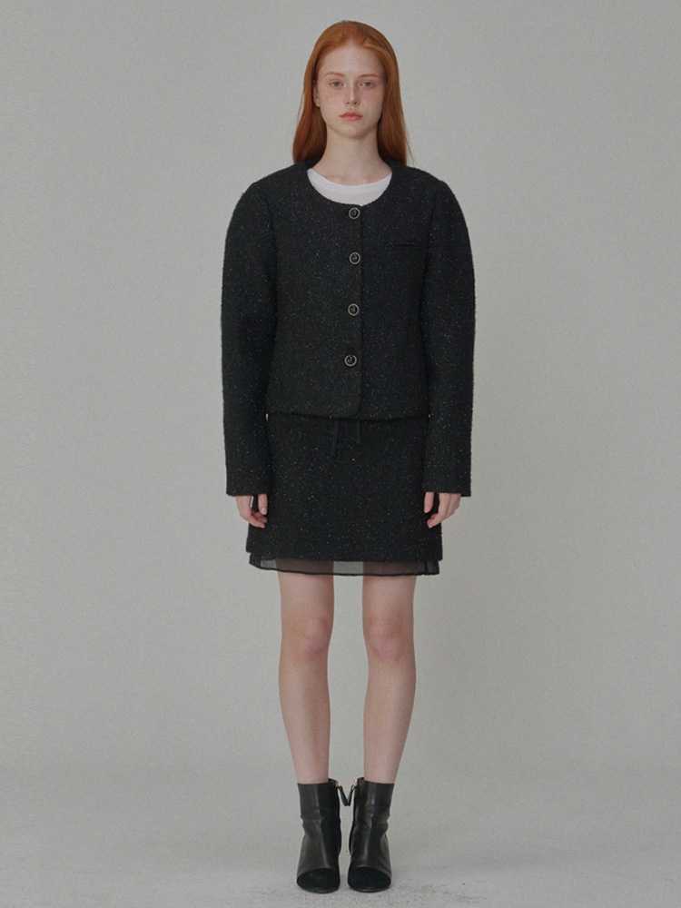 Set_Twinkle Tweed Jacket+Tweed Mini Skirt_Black