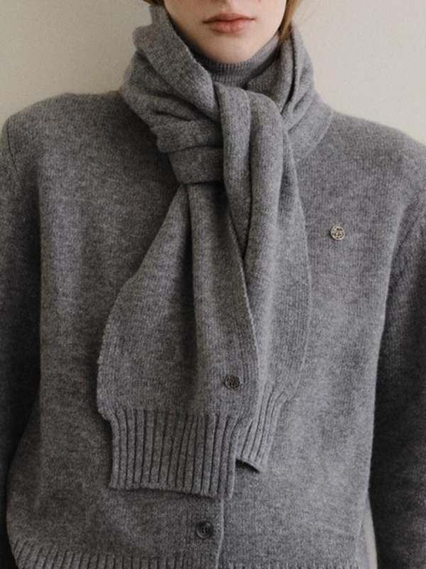 Classic knit muffler Gray