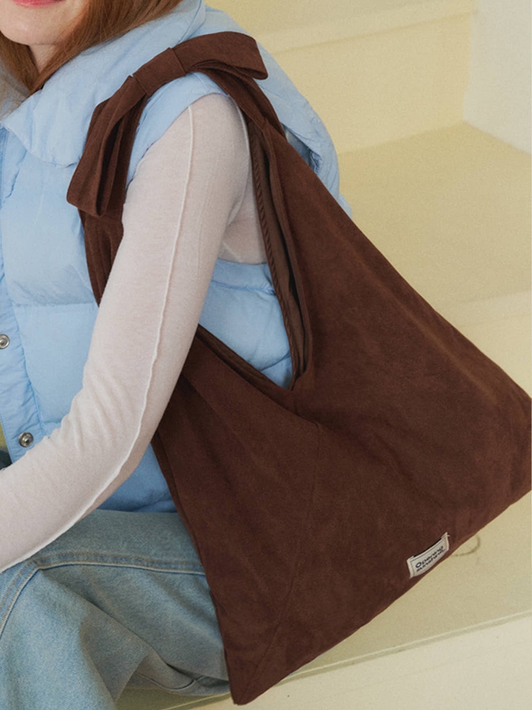 Ribbon-detailed Swade shoulder bag_Chocolate Brown