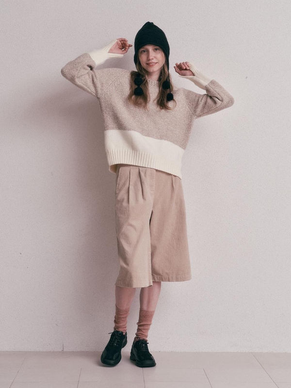 AR_Two tone point knit sweater_2color