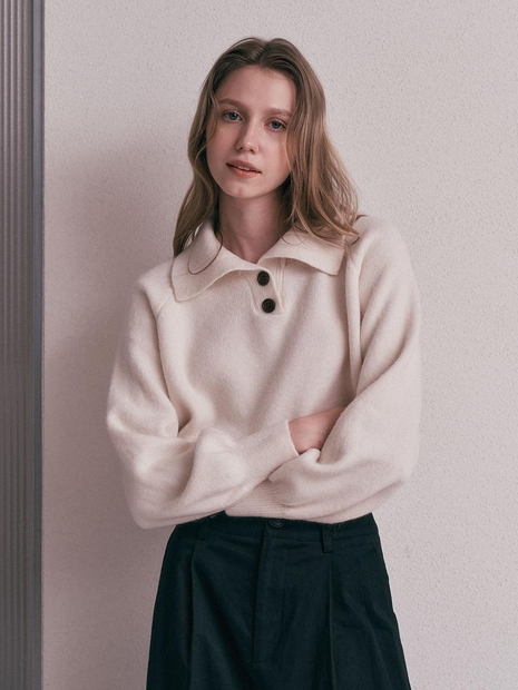 AR_Half button knit sweater_2color