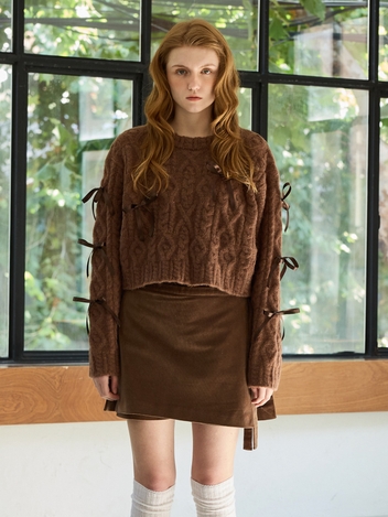 WHIMSICAL WOOL RIBBONE KNIT / BROWN