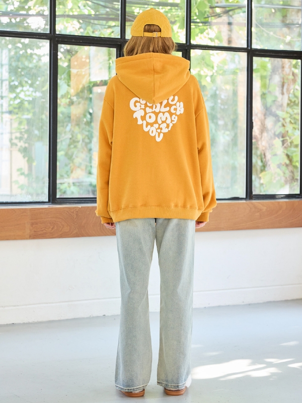 GOODLUCK HEART HOODIE / MUSTARD