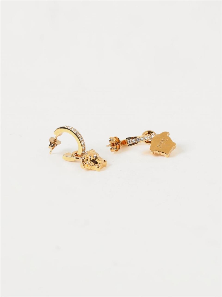 베르사체 FW24 Medusa Versace earrings in brass with rhinestones DG2I1351A00621 4J090 Gold