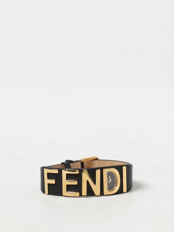 펜디 FW23 Fendigraphy Fendi watch in steel and leather FOW981A2YG F0ABB Black