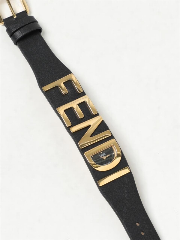 펜디 FW23 Fendigraphy Fendi watch in steel and leather FOW981A2YG F0ABB Black