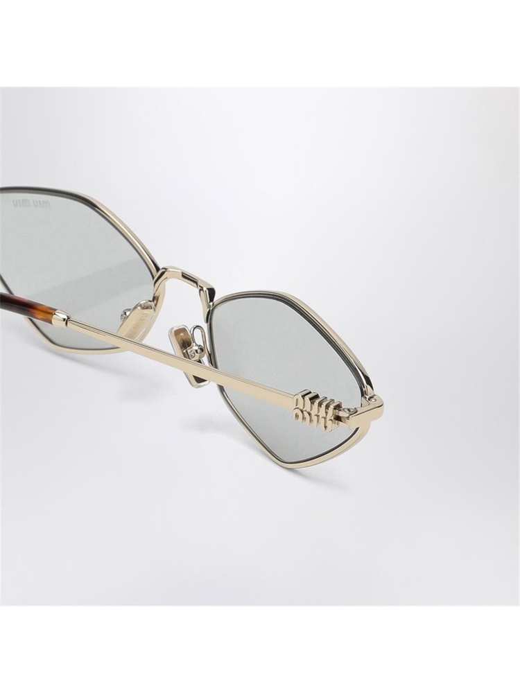 미우미우 FW24 Miu Miu Miu Regard gold/light green sunglasses 0MU56ZSMET Grey