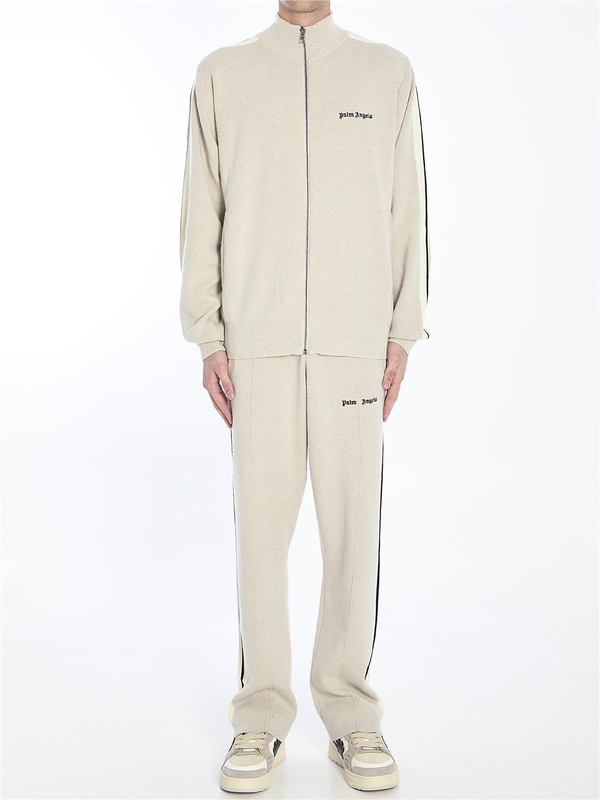 팜 엔젤스 FW24 Track jacket in wool and cashmere PMHA028F24_KNI001_6110 BEIGE