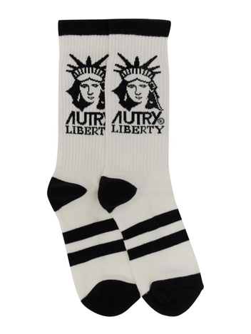 오트리 FW22 JAQUARD LOGO SOCK SOLU_S193 WHITE