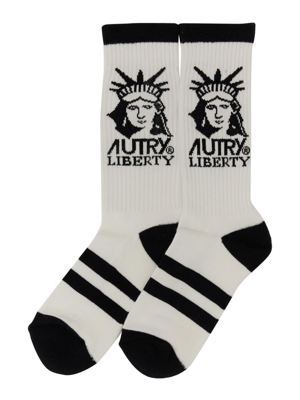 오트리 FW22 JAQUARD LOGO SOCK SOLU_S193 WHITE