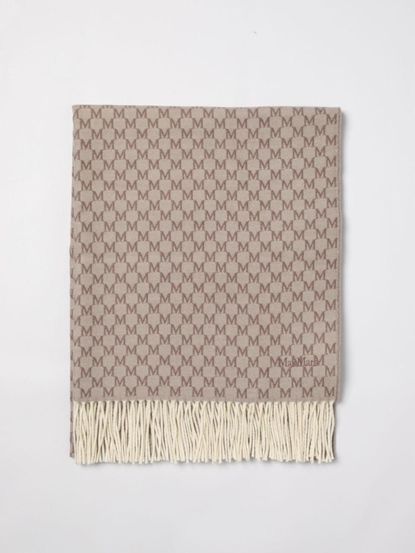 막스마라 FW24 Max Mara wool scarf with jacquard logo 2424546042600 001 Sand