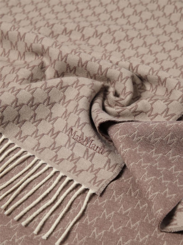 막스마라 FW24 Max Mara wool scarf with jacquard logo 2424546042600 001 Sand