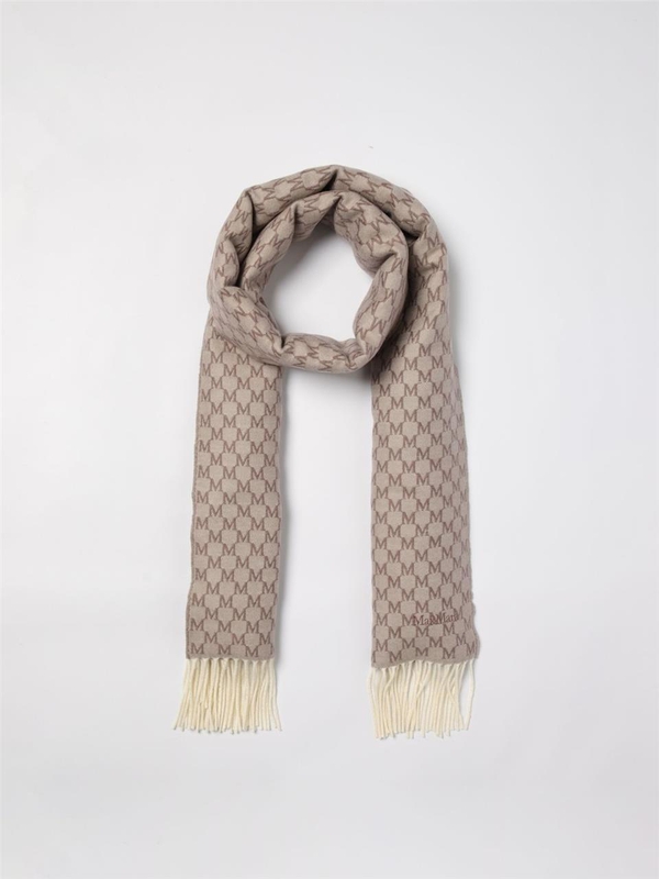 막스마라 FW24 Max Mara wool scarf with jacquard logo 2424546042600 001 Sand