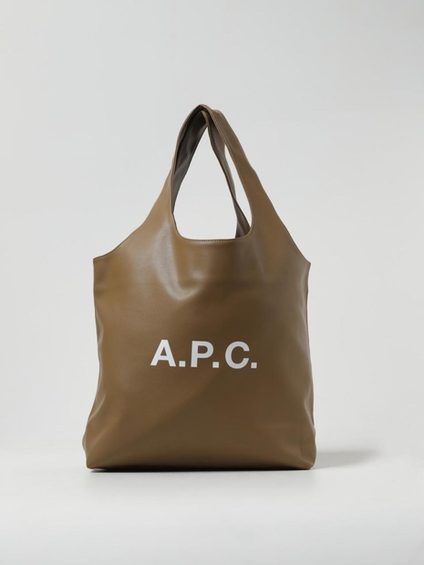 아페쎄 FW24 Ninon APC synthetic leather bag with printed logo PUAATM61565 JAB Green