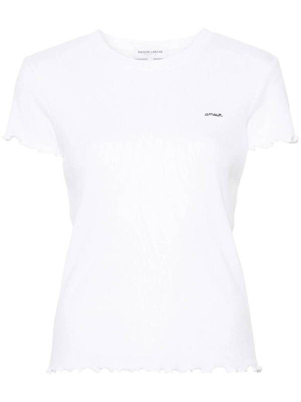 메종라비쉬 FW24 MAISON LABICHE T-shirts and Polos White UWFOLIESAMOURWHITE White