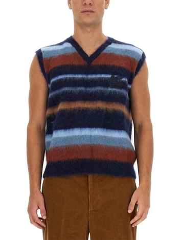 에트로 FW23 VEST WITH STRIPE PATTERN 1N960_96780200 BLUE