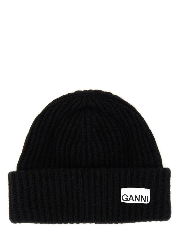 가니 SS24 BEANIE HAT A4429_099 BLACK