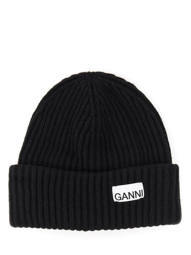 가니 SS24 BEANIE HAT A4429_099 BLACK