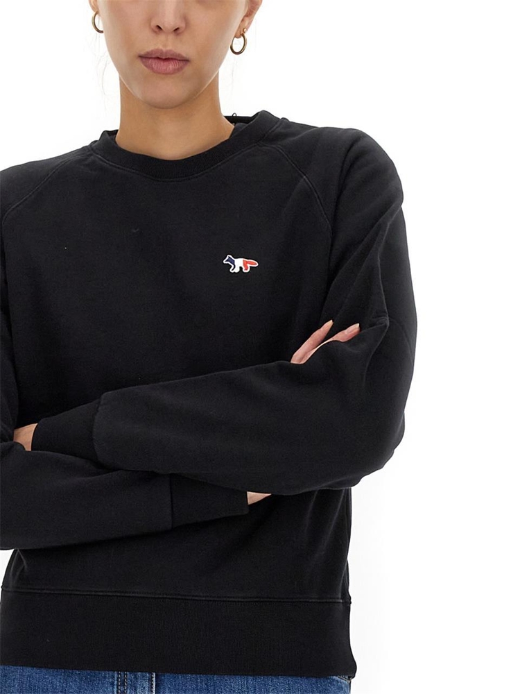 메종키츠네 FW23 SWEATSHIRT WITH LOGO PATCH FW00308KM0001_BLACK BLACK