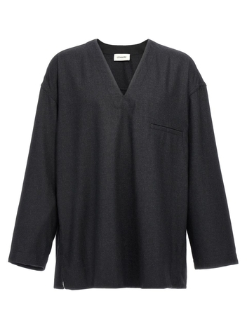 르메르 FW24 V Neck Smock blouse OV1009LF1158MU190 Gray