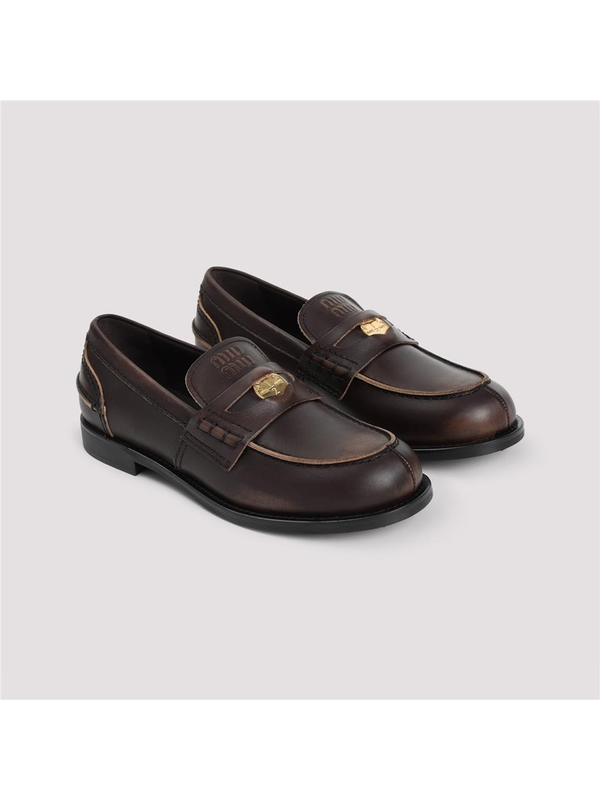 미우미우 SS25 Miu Miu Leather Loafers 5D773DF020.3G48 Brown