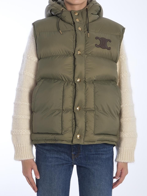 셀린느 FW24 Triomphe down vest 2W23B0K64_02KL GREEN