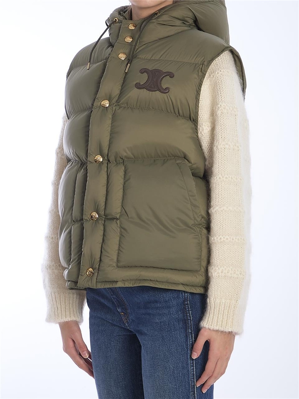 셀린느 FW24 Triomphe down vest 2W23B0K64_02KL GREEN