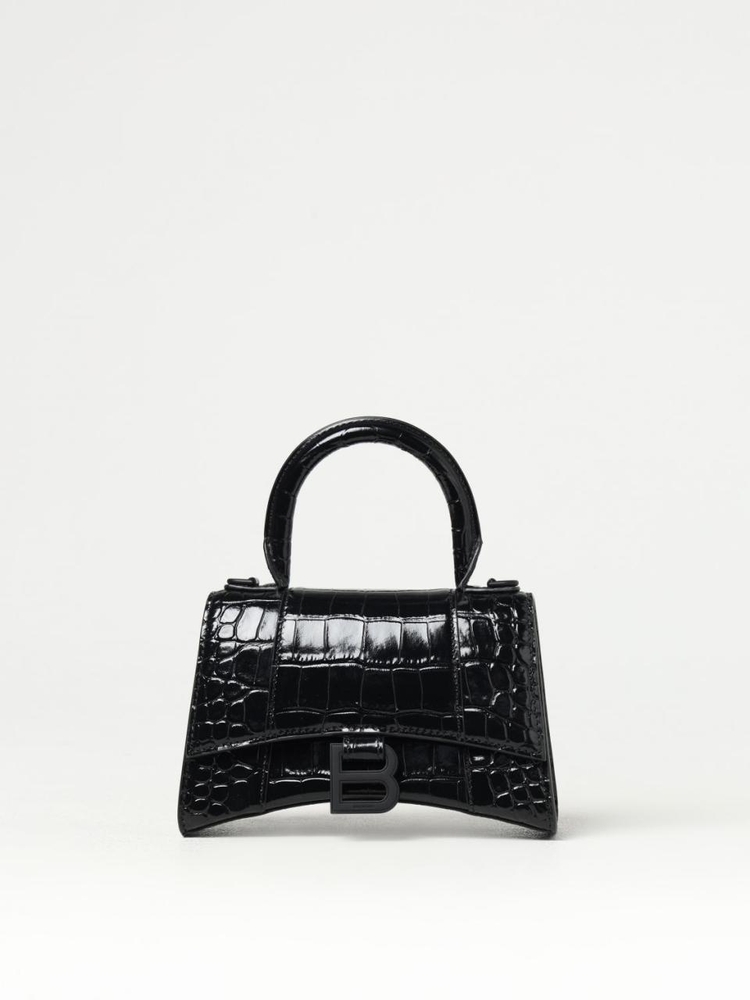 발렌시아가 FW24 Balenciaga Hourglass XS Bag in Brushed Crocodile Print Leather 5928331LR67 1000 Black