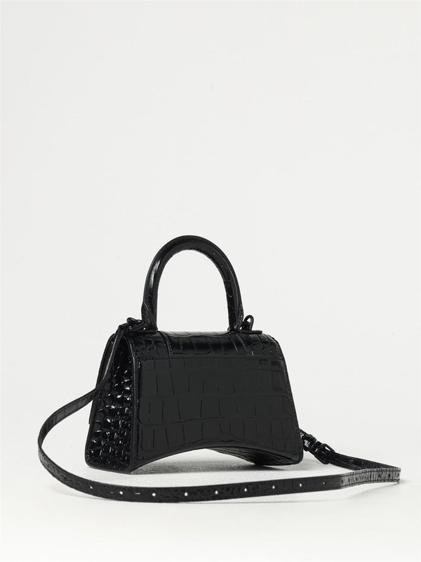 발렌시아가 FW24 Balenciaga Hourglass XS Bag in Brushed Crocodile Print Leather 5928331LR67 1000 Black