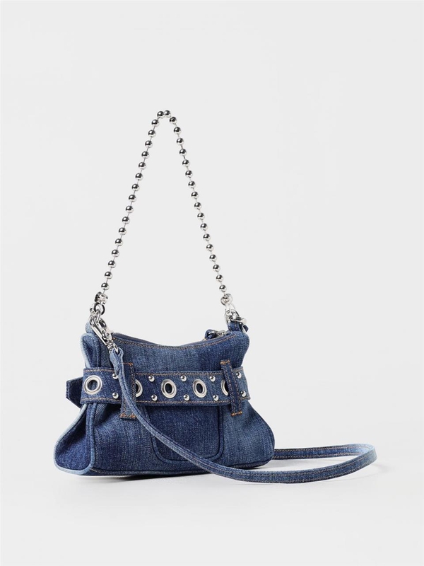 디스퀘어드2 FW24 Gothic Belt Dsquared2 bag in cotton denim with logo CLW003110102325 3110 Denim