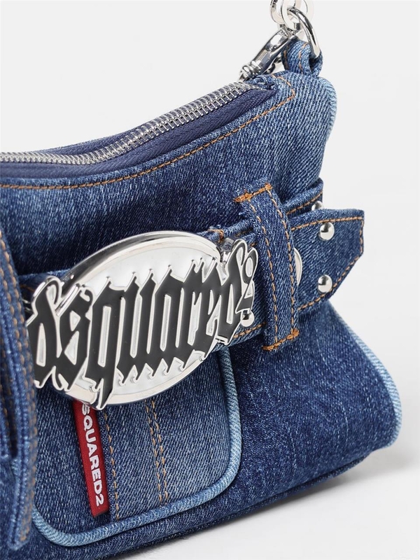 디스퀘어드2 FW24 Gothic Belt Dsquared2 bag in cotton denim with logo CLW003110102325 3110 Denim