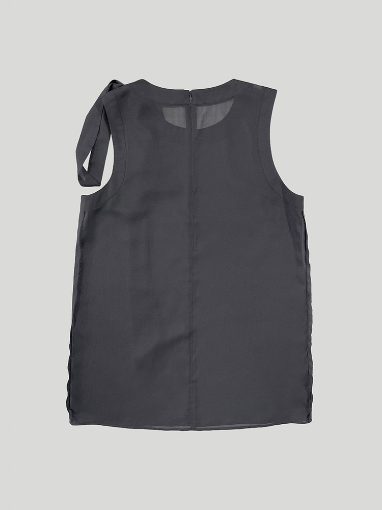 RIBBON MINI DRESS: CHARCOAL