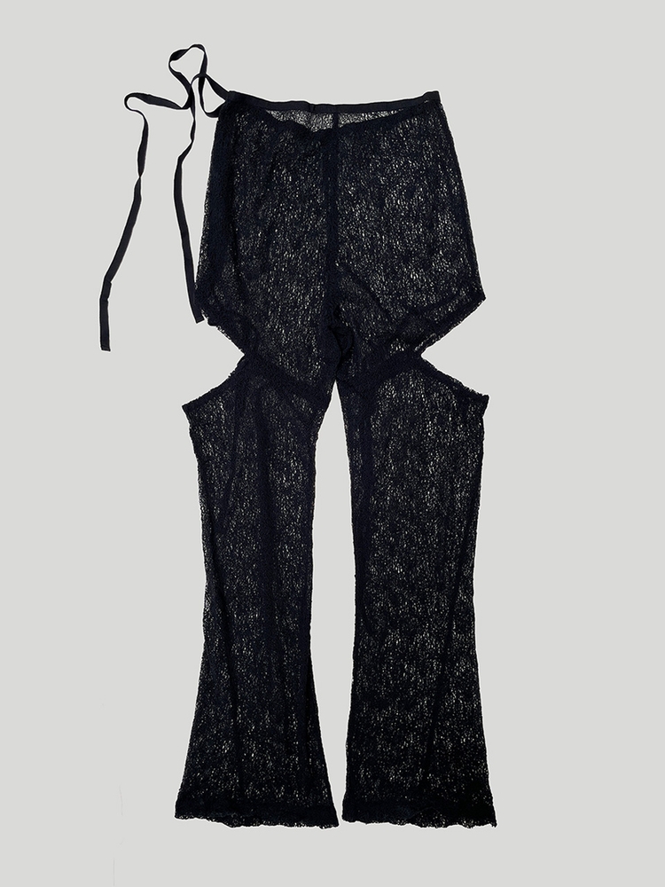 MESH BOOTS-CUT PANTS: BLACK