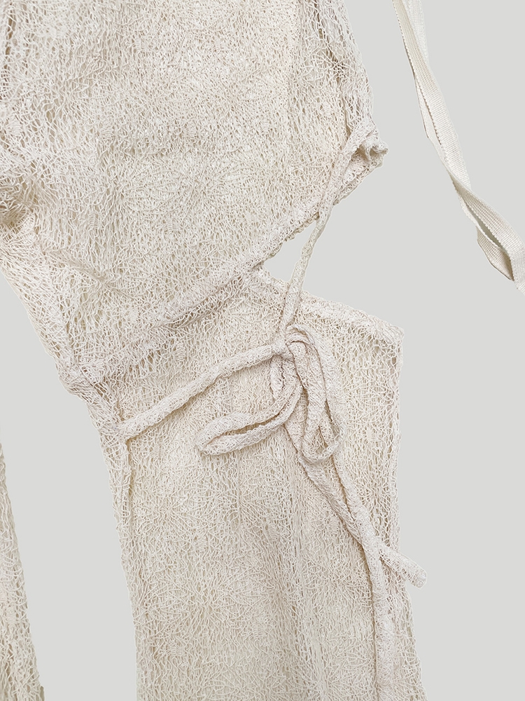 MESH BOOTS-CUT PANTS: IVORY