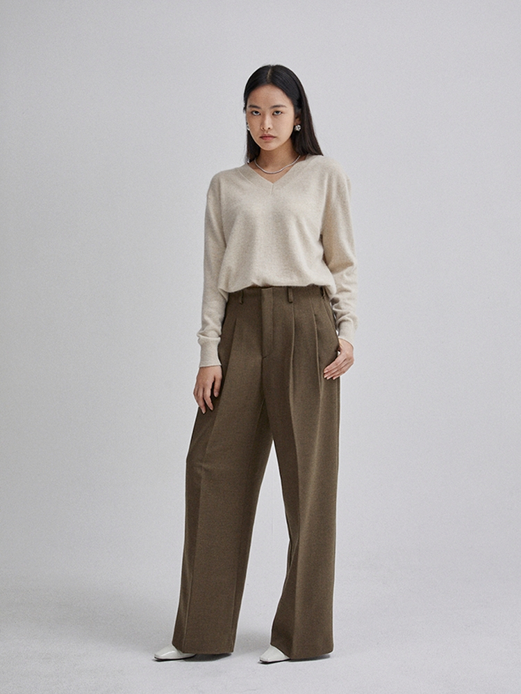 2TUCK WIDE PANTS(KHAKI BROWN)