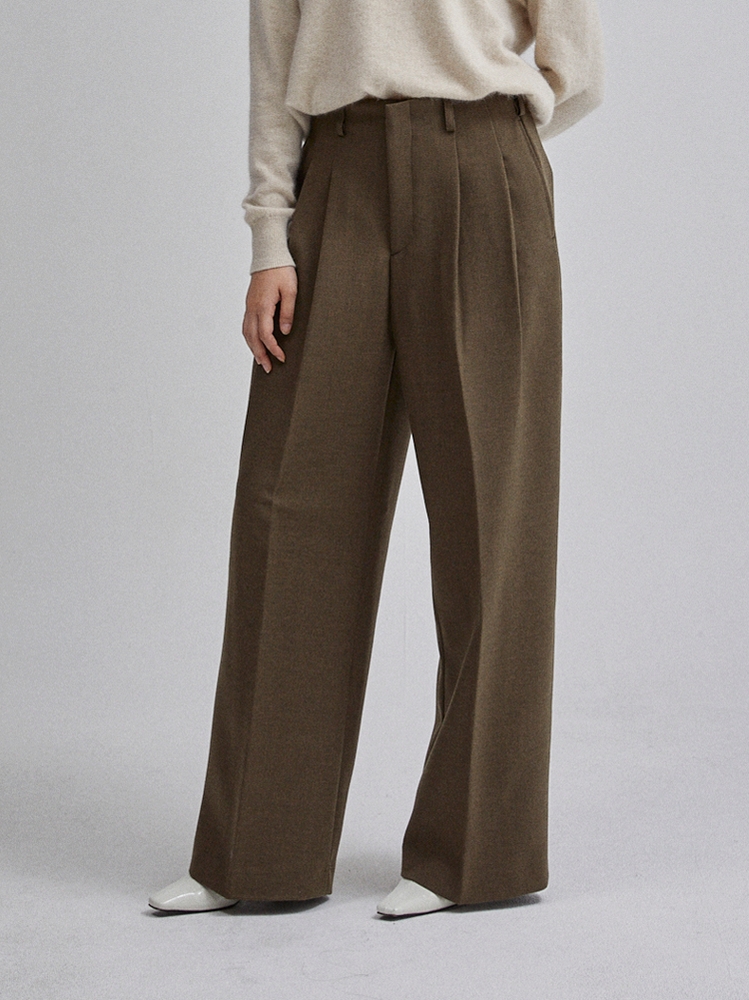 2TUCK WIDE PANTS(KHAKI BROWN)