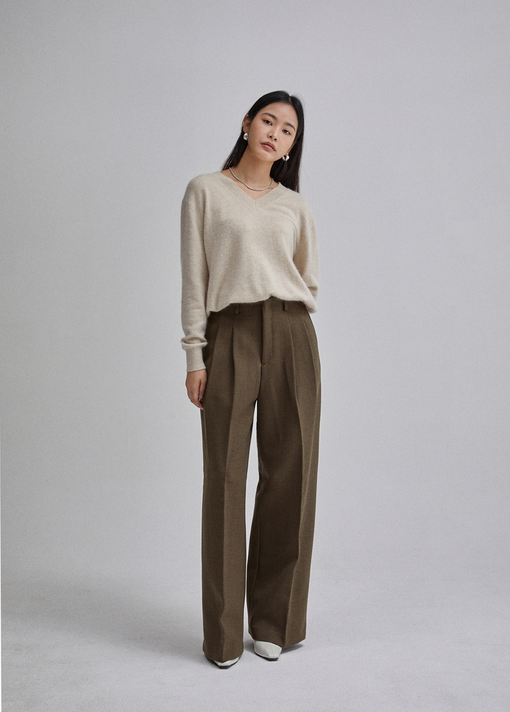 2TUCK WIDE PANTS(KHAKI BROWN)