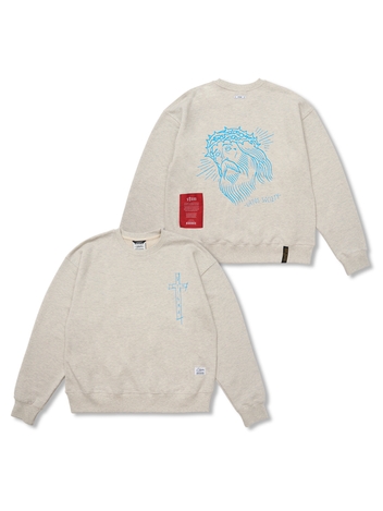 Jesus Oversized Crewneck Oatmeal Melang