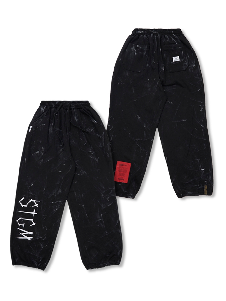 Dirty Washed Wide Jogger Pants Black